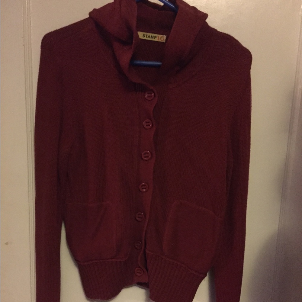 Maroon button up sweater